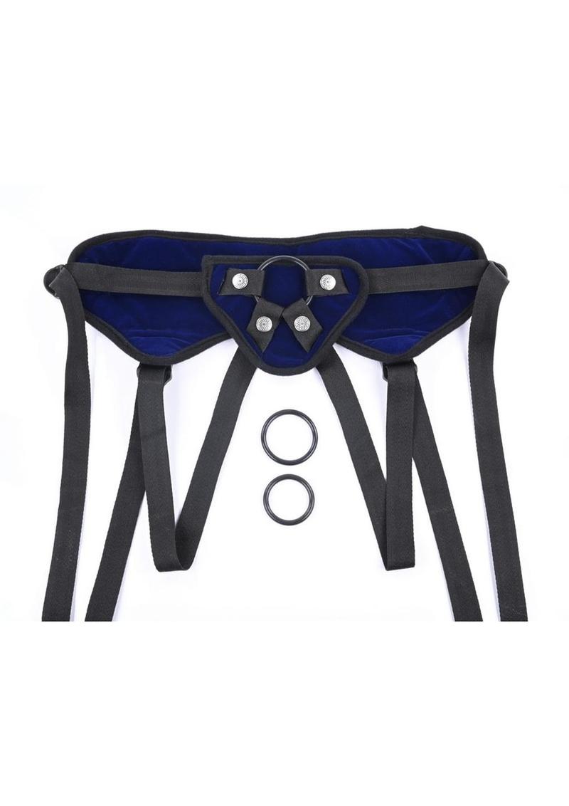Sportsheets Lush Cobalt Strap-On Velvet Harness with O-Ring