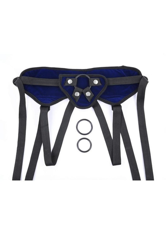 Sportsheets Lush Cobalt Strap-On Velvet Harness with O-Ring