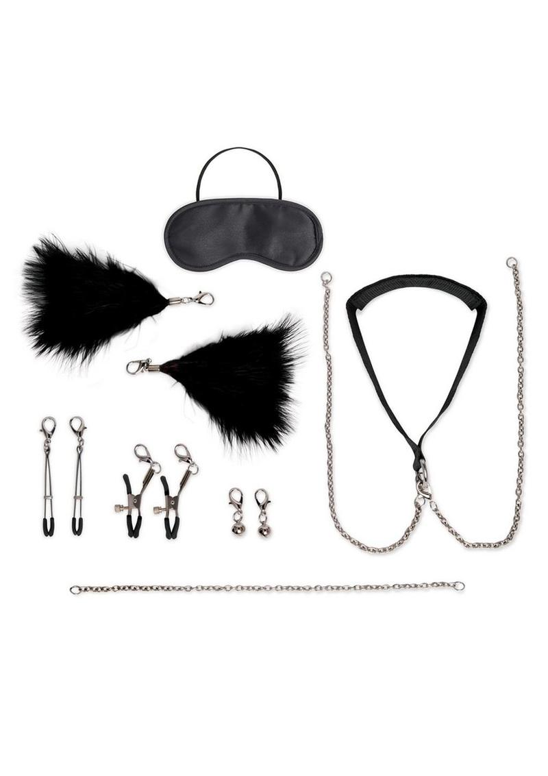 Lux Fetish Interchangeable Collar And Nipple Clips Set
