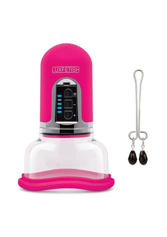 Lux Fetish Rechargeable Auto Pussy Pump with Clit Clamp