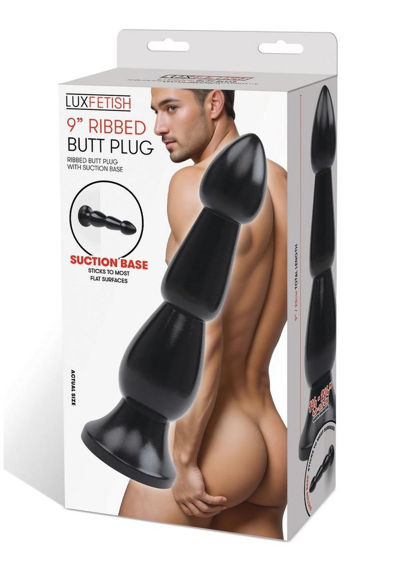 Lux Fetish Ribbed Butt Plug with Suction Base