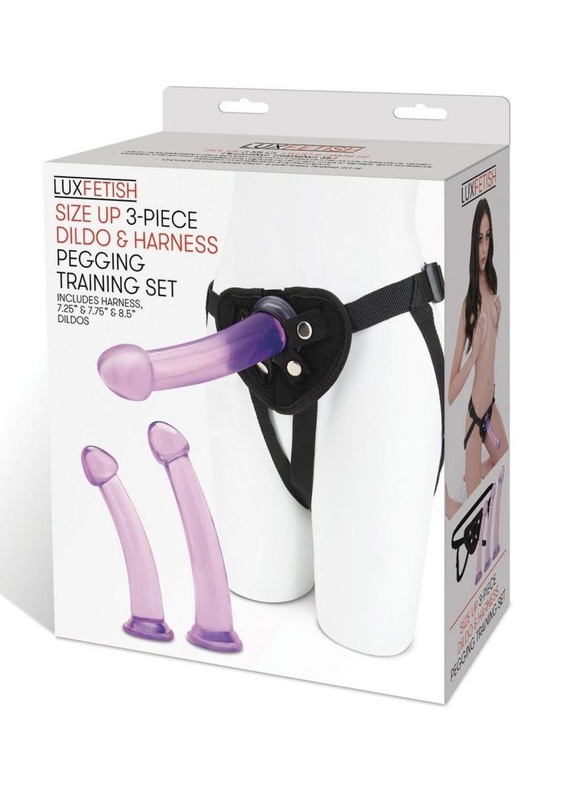 Lux Fetish Size Up 3-Piece Dildo And Harness Pegging Training Set