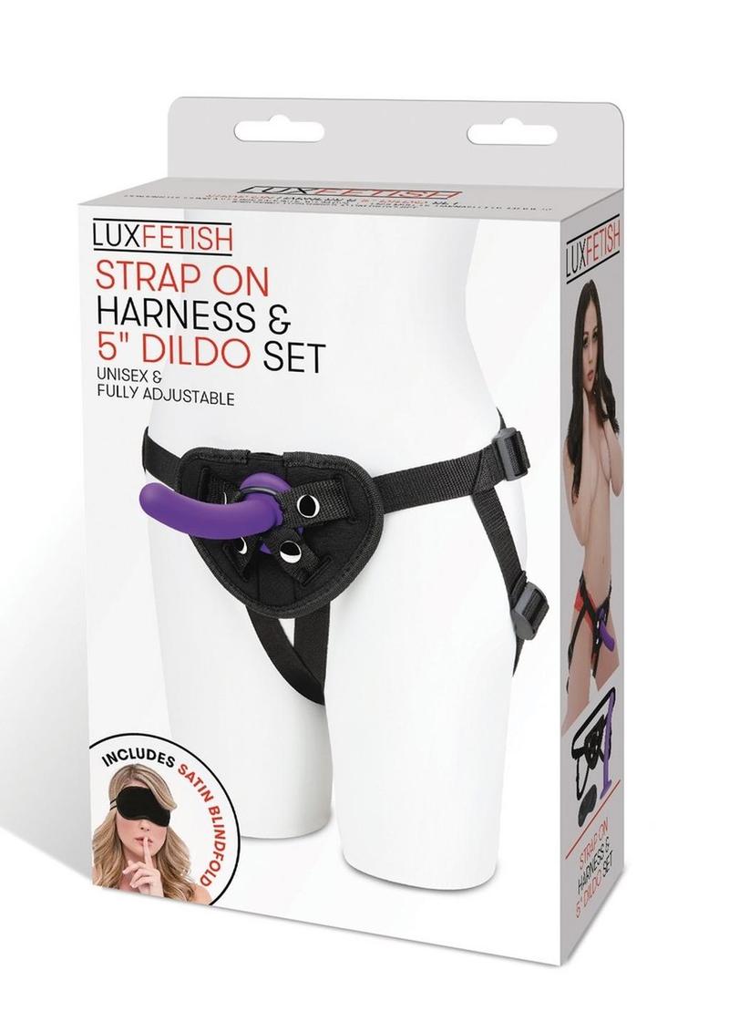 LUXFETISH Unisex Adjustable Strap-On Harness And Silicone Dildo