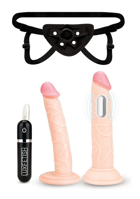 Lux Fetish 3PC Strap-On Pegging Set with Remote Control Slim Dildo