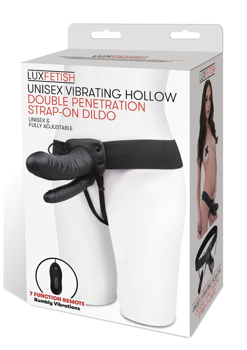 LuxFetish Unisex Vibrating Hollow Penetration Strap-On Dildo