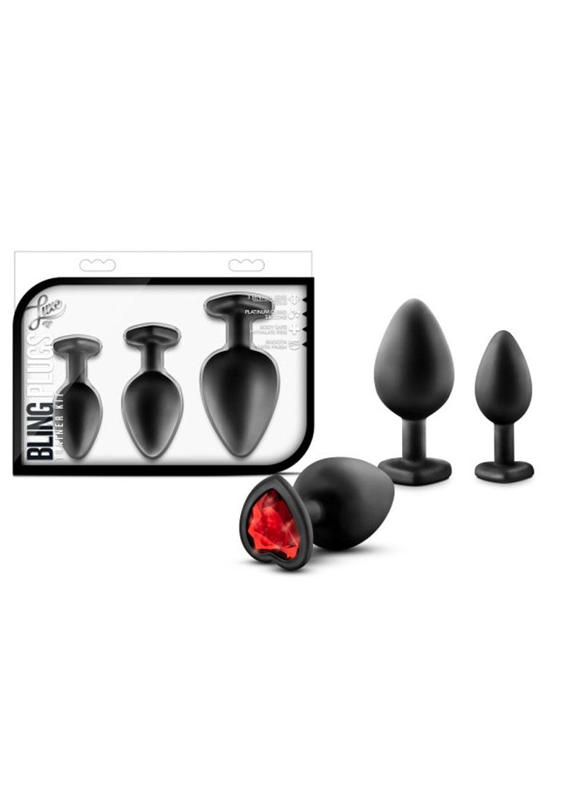 Luxe Bling Butt Plugs Training Kit With Red Gems