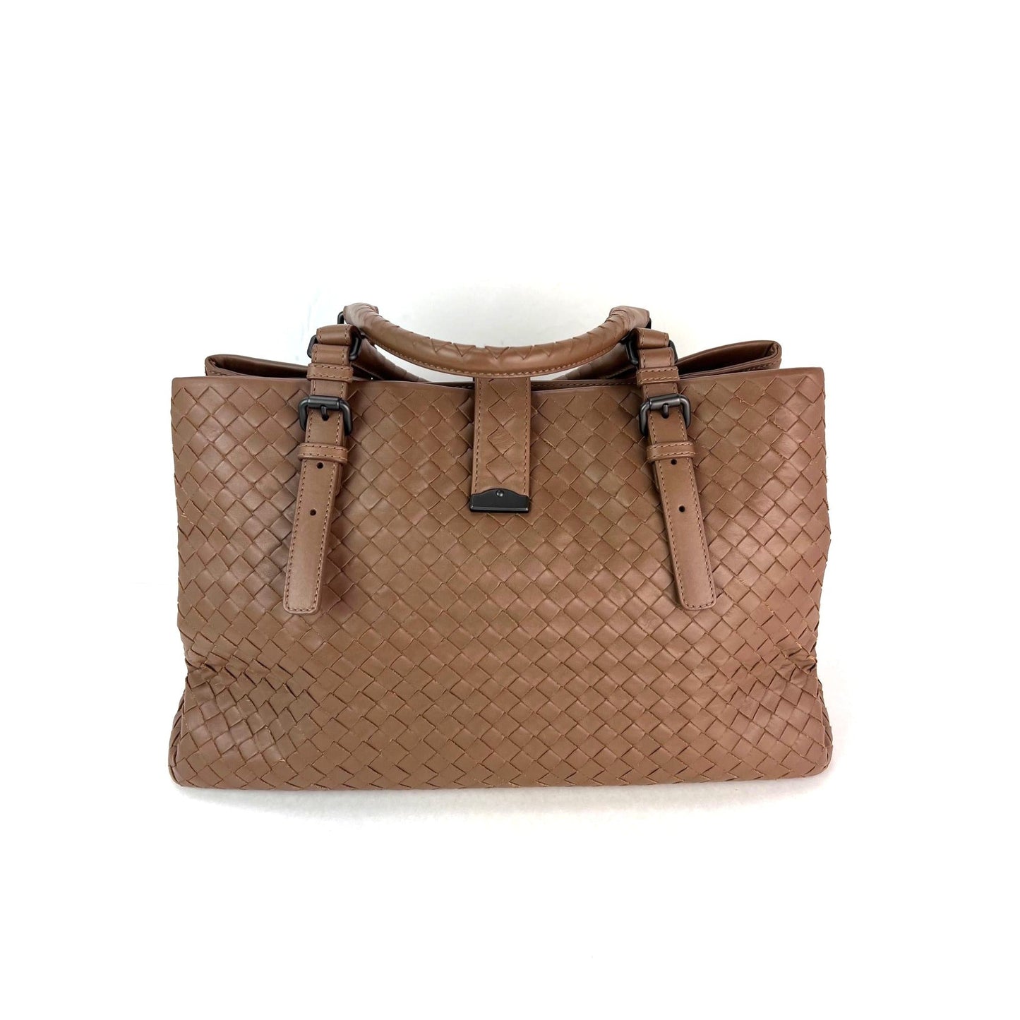 Bottega Veneta Roma Intrecciato Nappa Brown Shoulder Bag