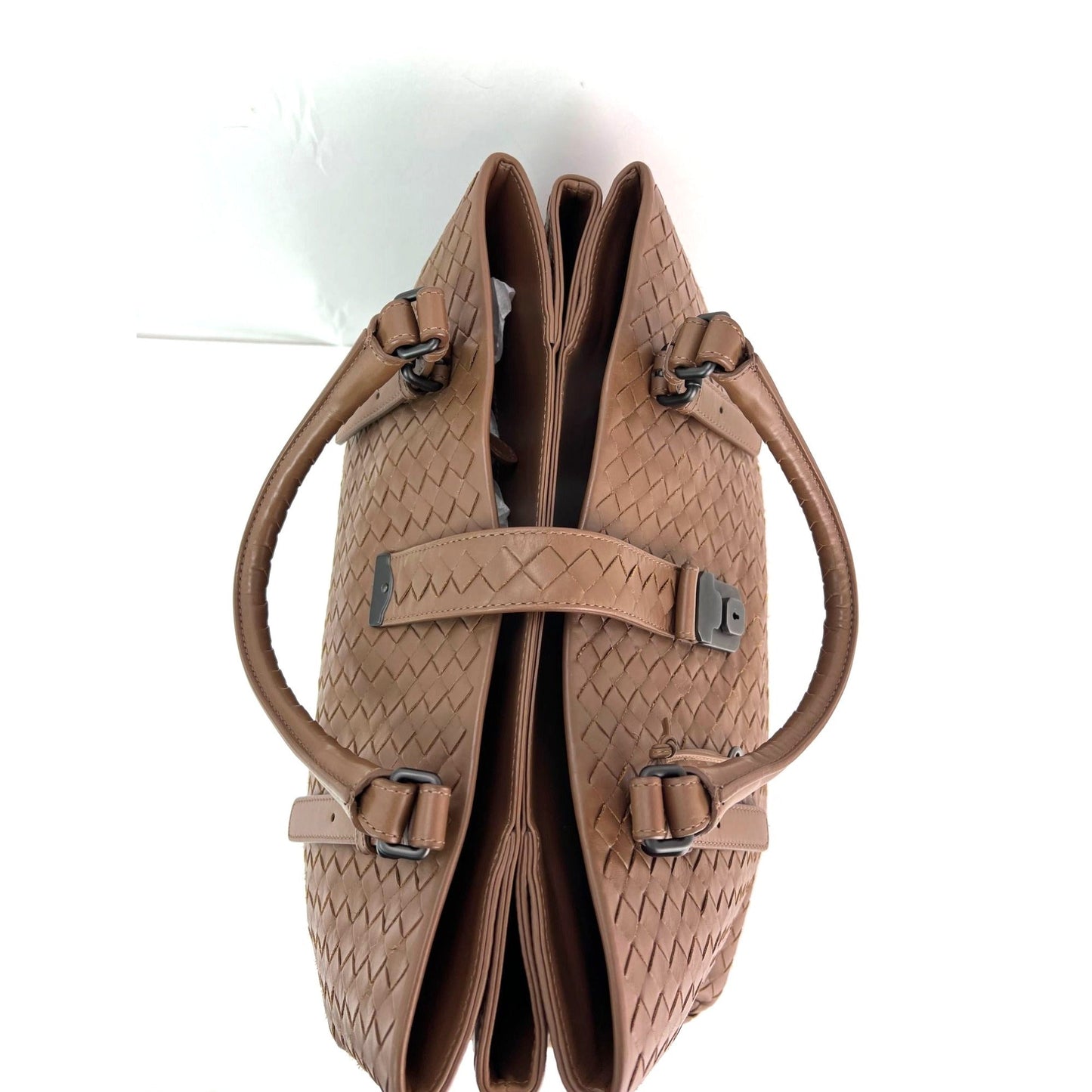 Bottega Veneta Roma Intrecciato Nappa Brown Shoulder Bag