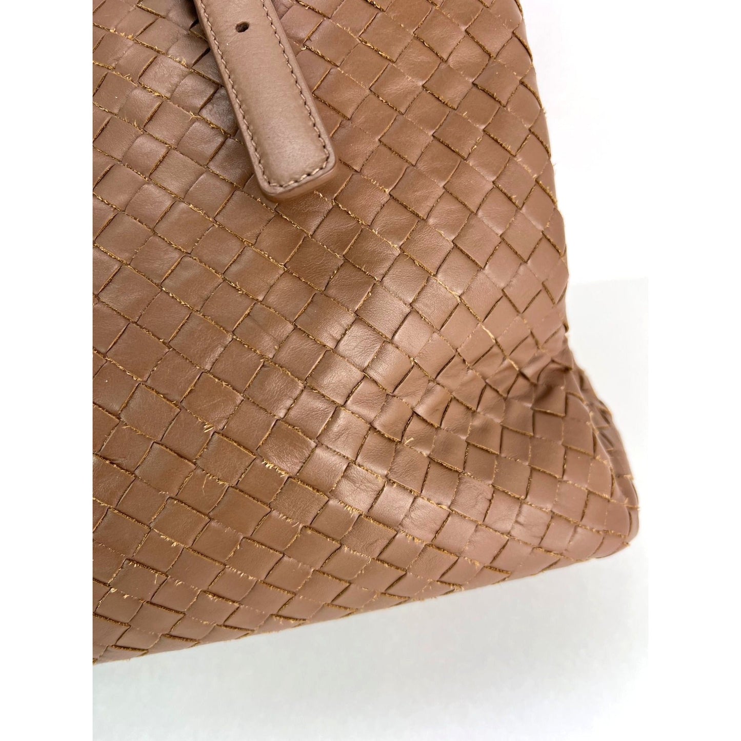 Bottega Veneta Roma Intrecciato Nappa Brown Shoulder Bag