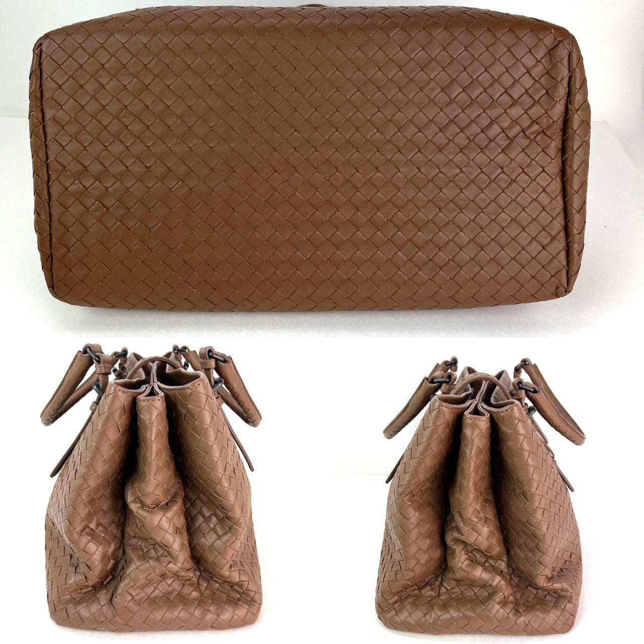 Bottega Veneta Roma Intrecciato Nappa Brown Shoulder Bag