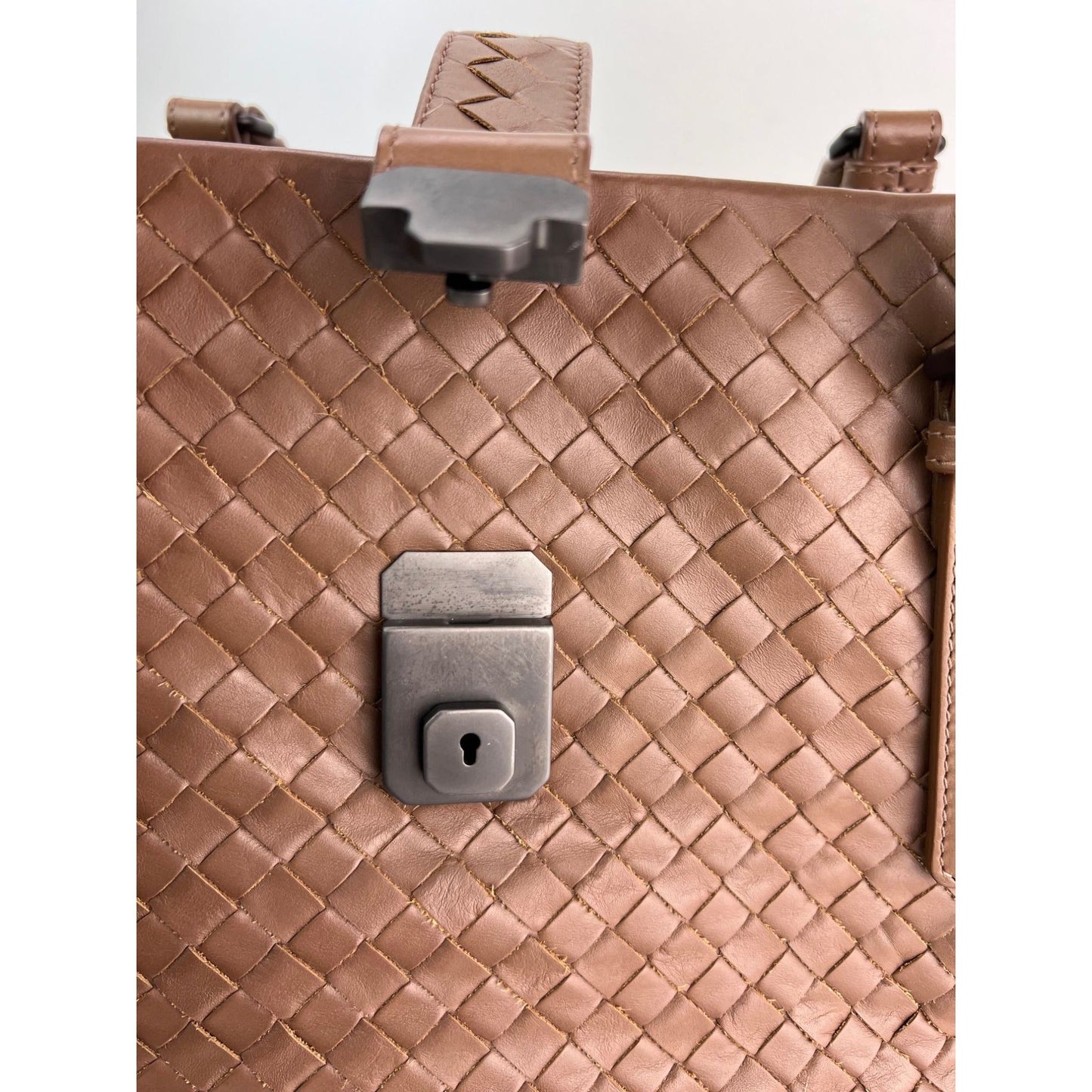 Bottega Veneta Roma Intrecciato Nappa Brown Shoulder Bag