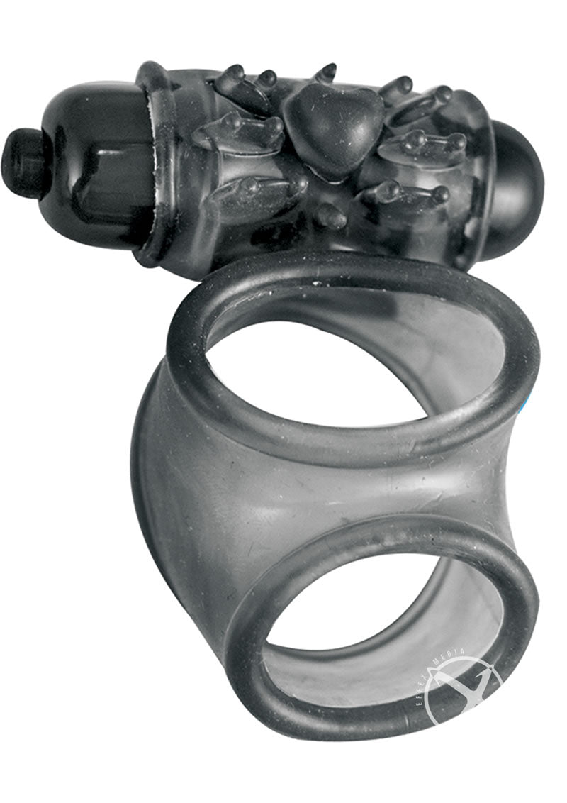 Macho Vibrating Cock Sling Black Silicone