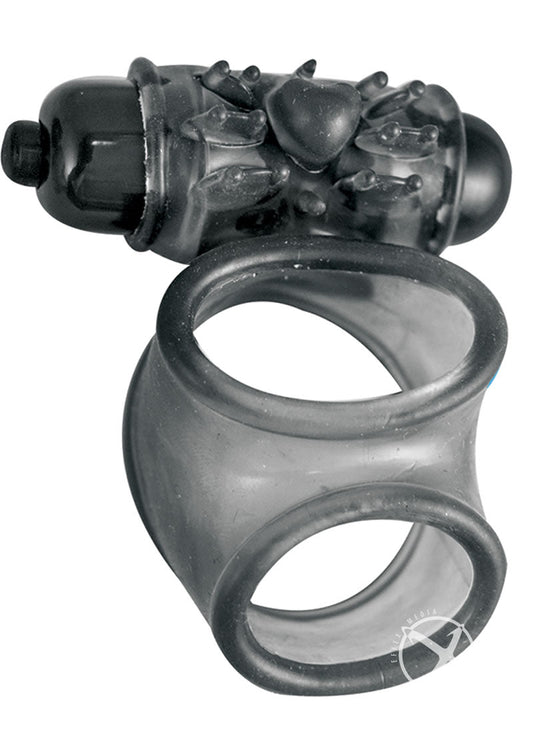 Macho Vibrating Cock Sling Black Silicone