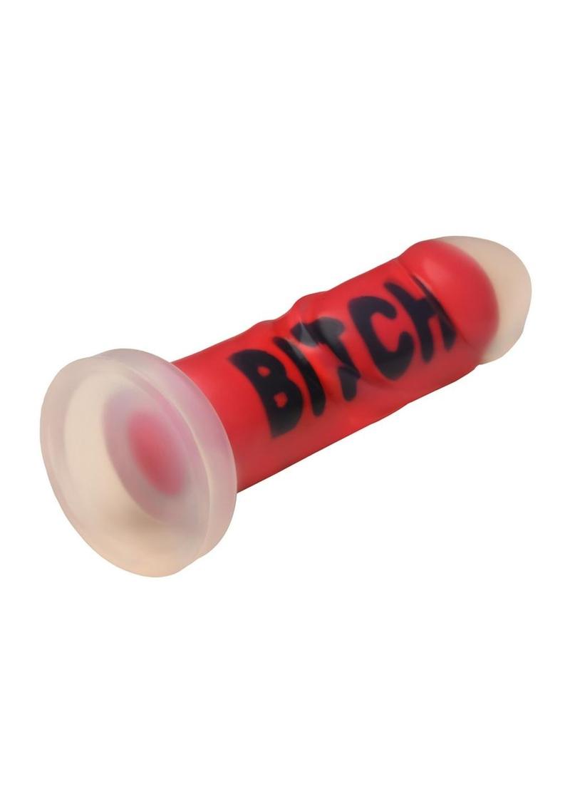 Master Series Bitch Silicone Dildo Bold Red & Black Design