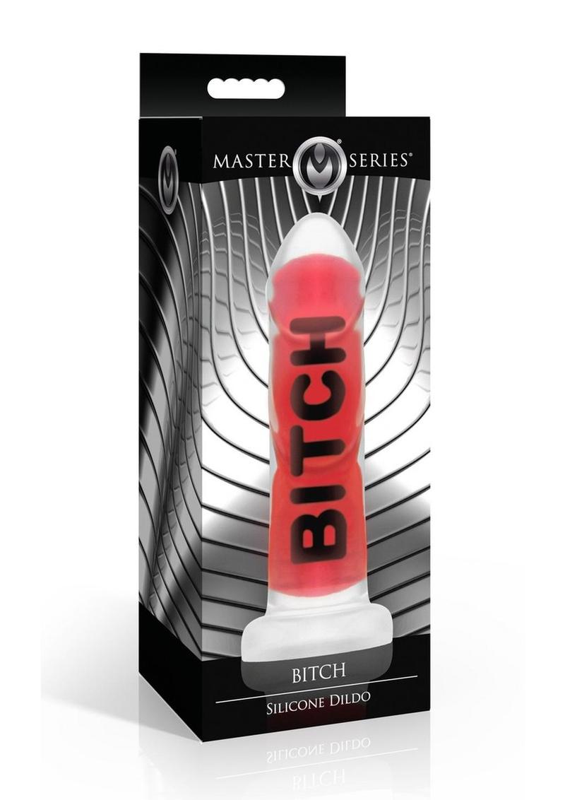 Master Series Bitch Silicone Dildo Bold Red & Black Design