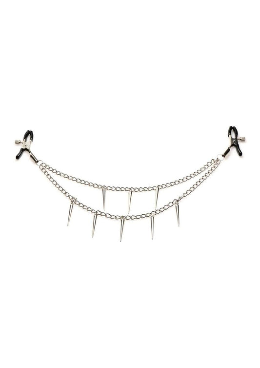 Master Series Daggers Double Chain Nipple Clamps - Spiked Pleasure
