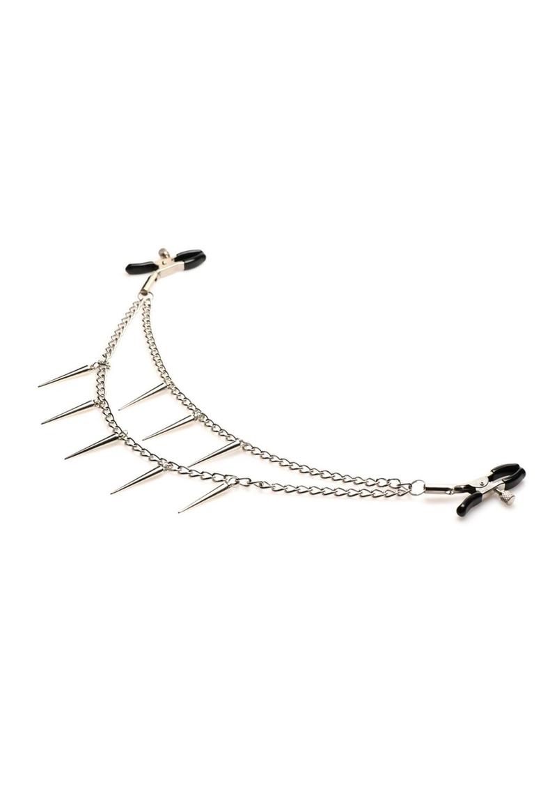 Master Series Daggers Double Chain Nipple Clamps - Spiked Pleasure