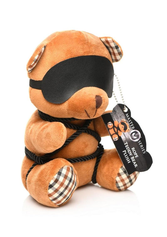 Rope Teddy Bear Plush Brown With Blindfold and Rope