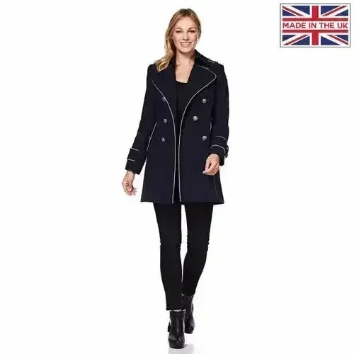 Military Coat with Contrast Buttons (C10215)