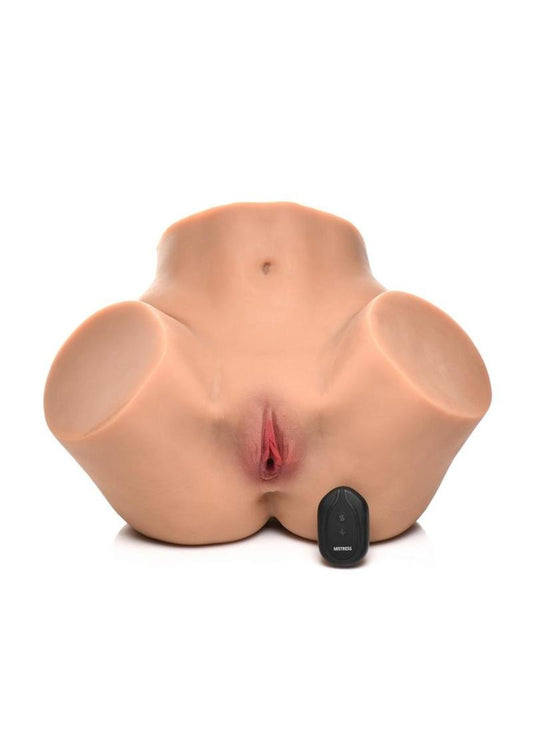 Mistress Vibrating And Squeezing Pussy And Ass Masturbator