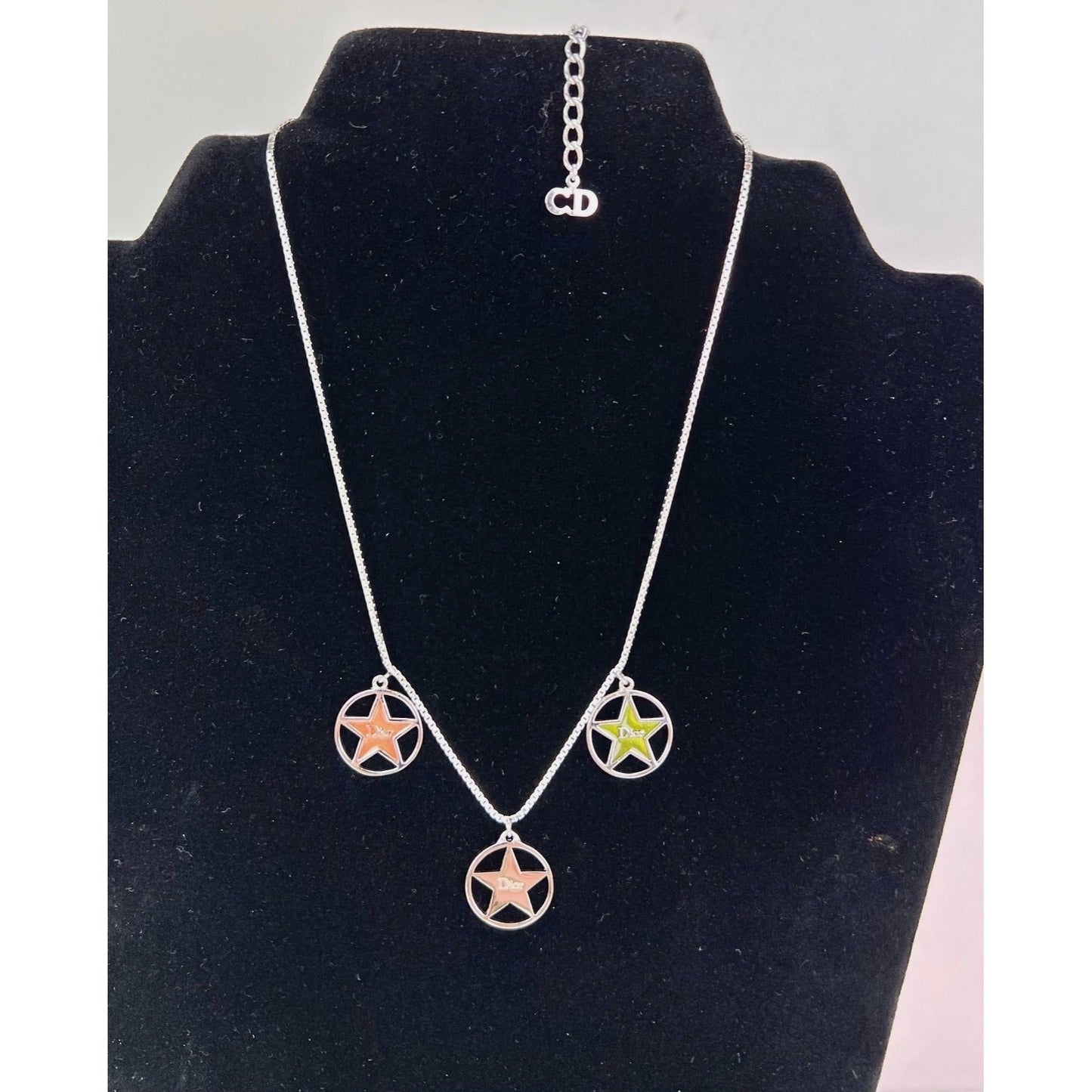 Christian Dior Multi Star Adjustable Silver Finish Necklace