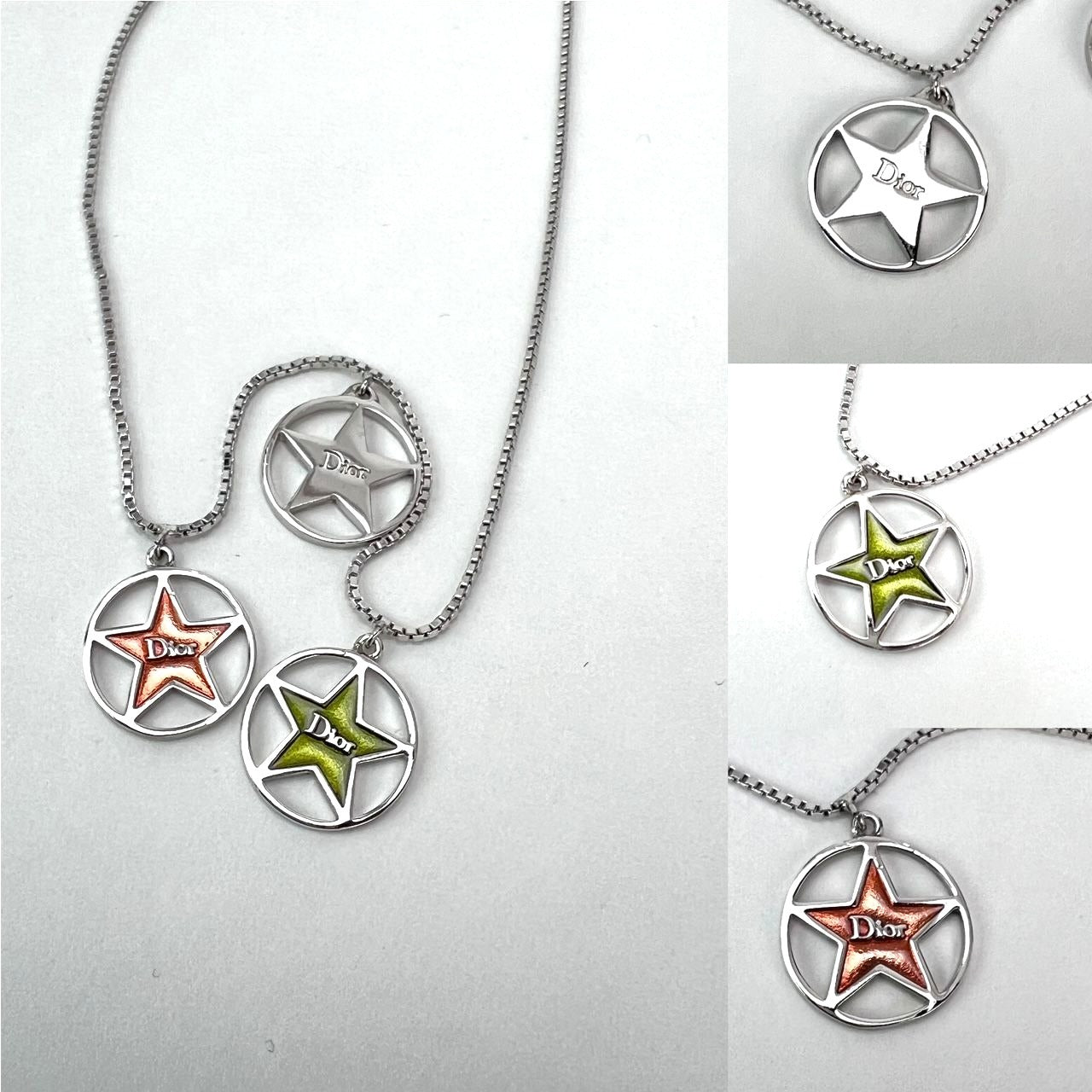 Christian Dior Multi Star Adjustable Silver Finish Necklace