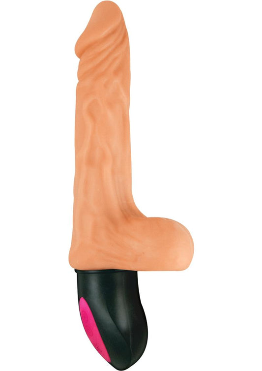 Natural Realskin Hot Cock #2 Rechargeable Warming Dildo with Balls