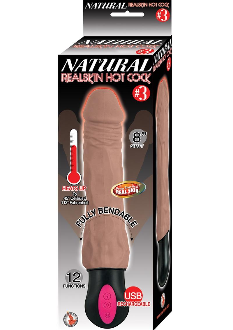 Natural Realskin Hot Cock #3 - 8 Inch USB Rechargeable Warming Dildo