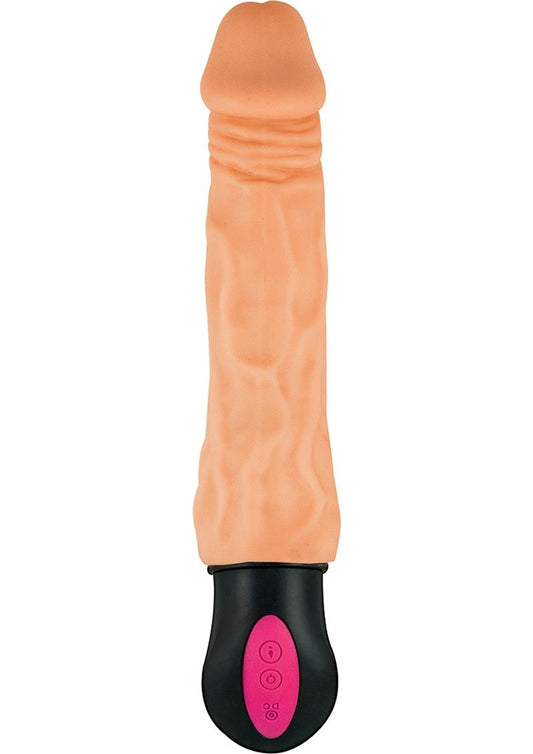 Natural Realskin Hot Cock 8 Inch Rechargeable Warming Dildo with Balls