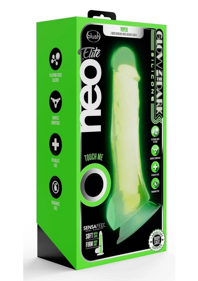 Neo Elite Glow in the Dark Silicone Dildo With Suction Cup