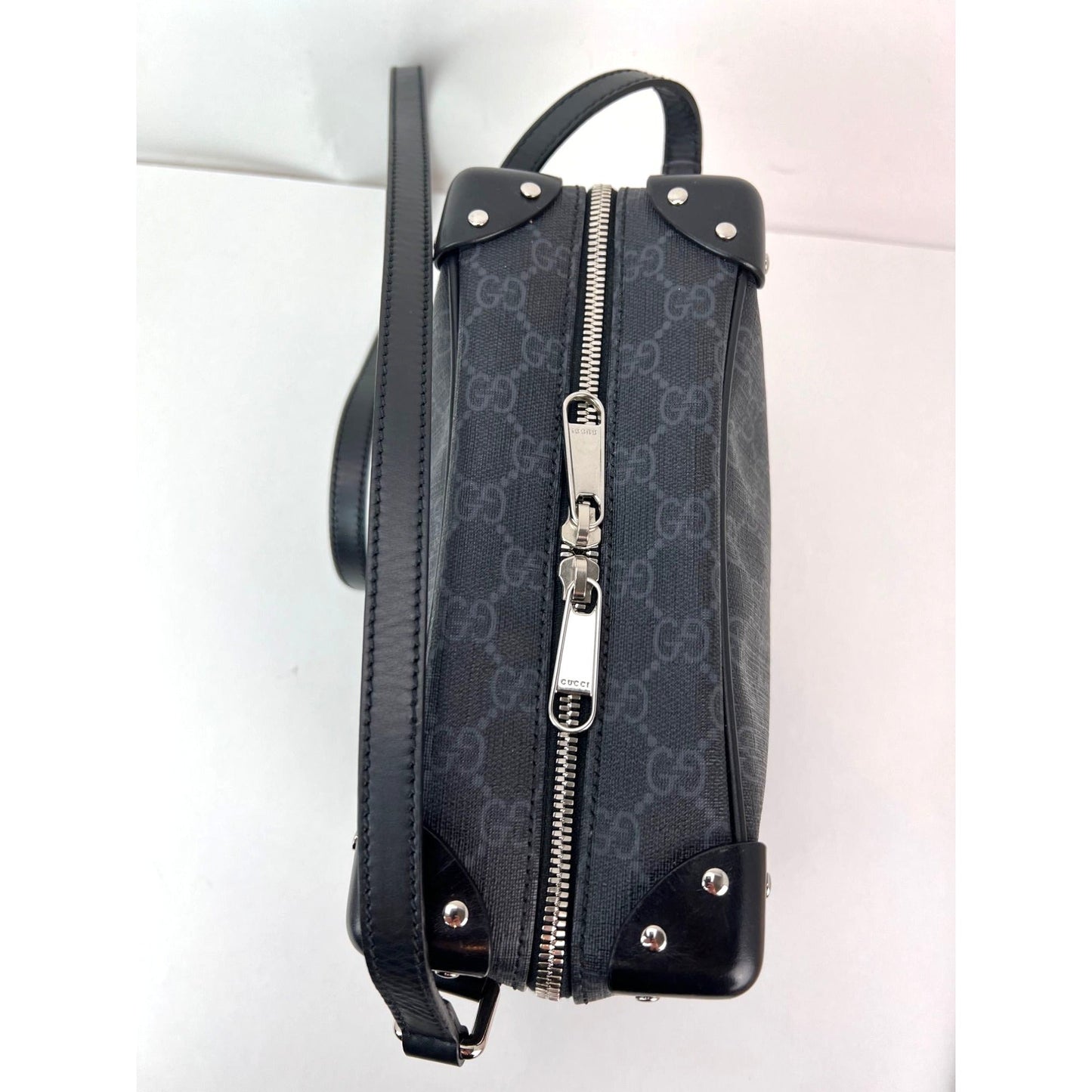 Gucci Black GG Supreme Selleria Square Messenger Bag