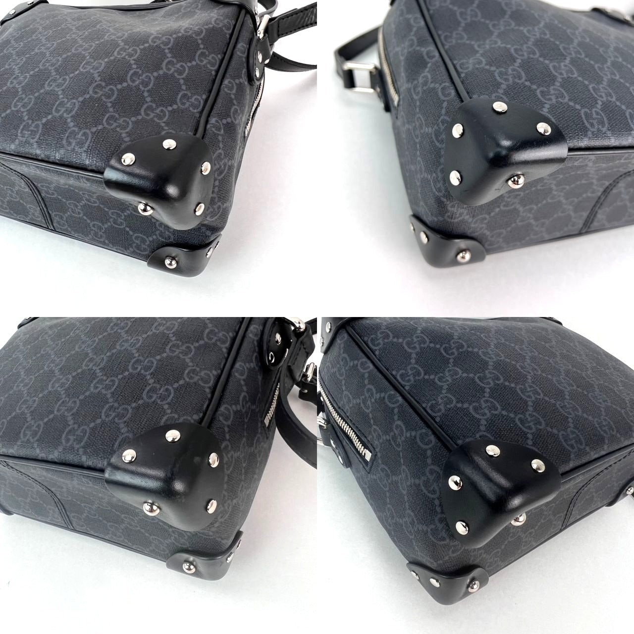 Gucci Black GG Supreme Selleria Square Messenger Bag