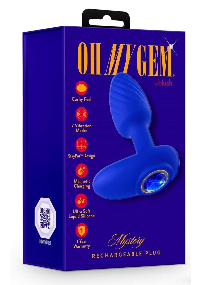 Oh My Gem Mystery Rechargeable Silicone Anal Plug Sapphire Blue