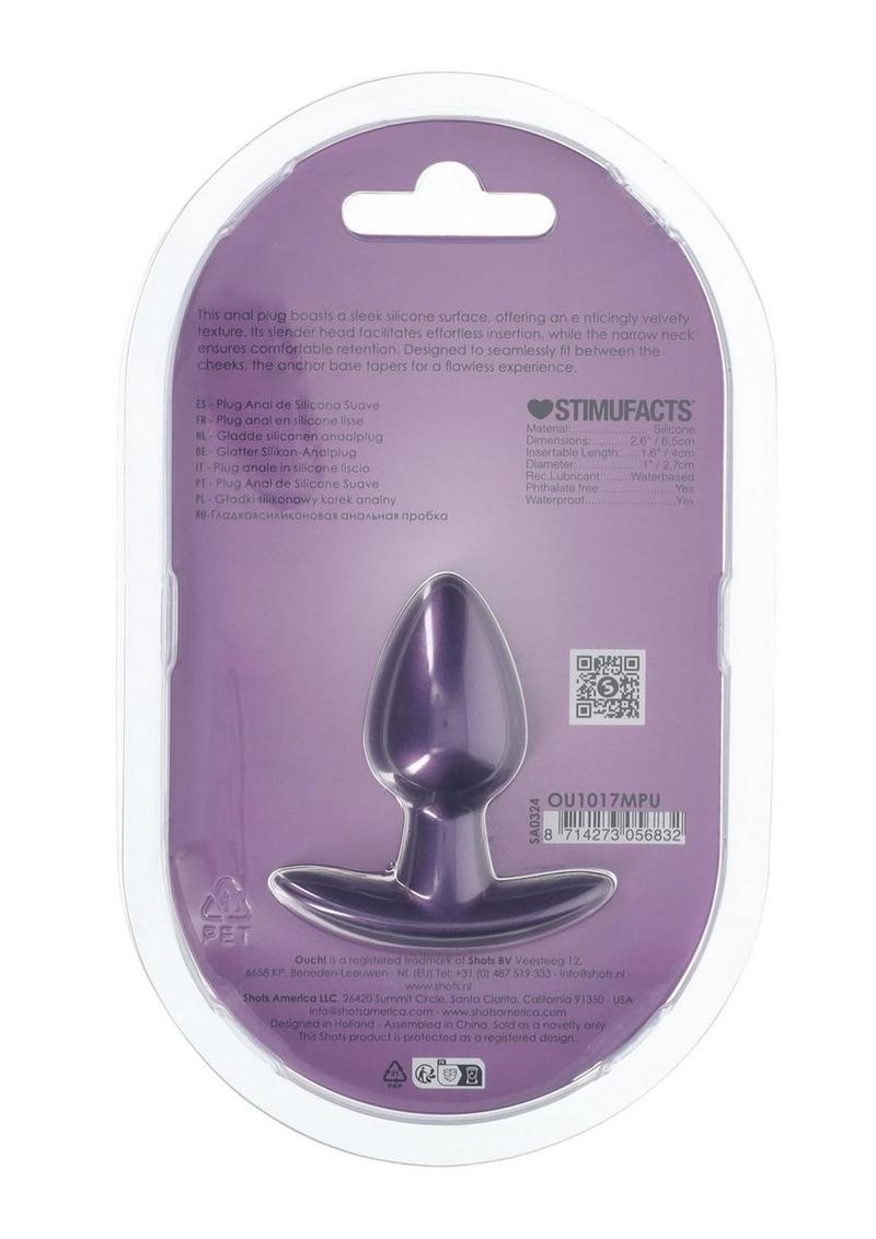 Ouch! Smooth Silicone Anal Plug Small Metallic
