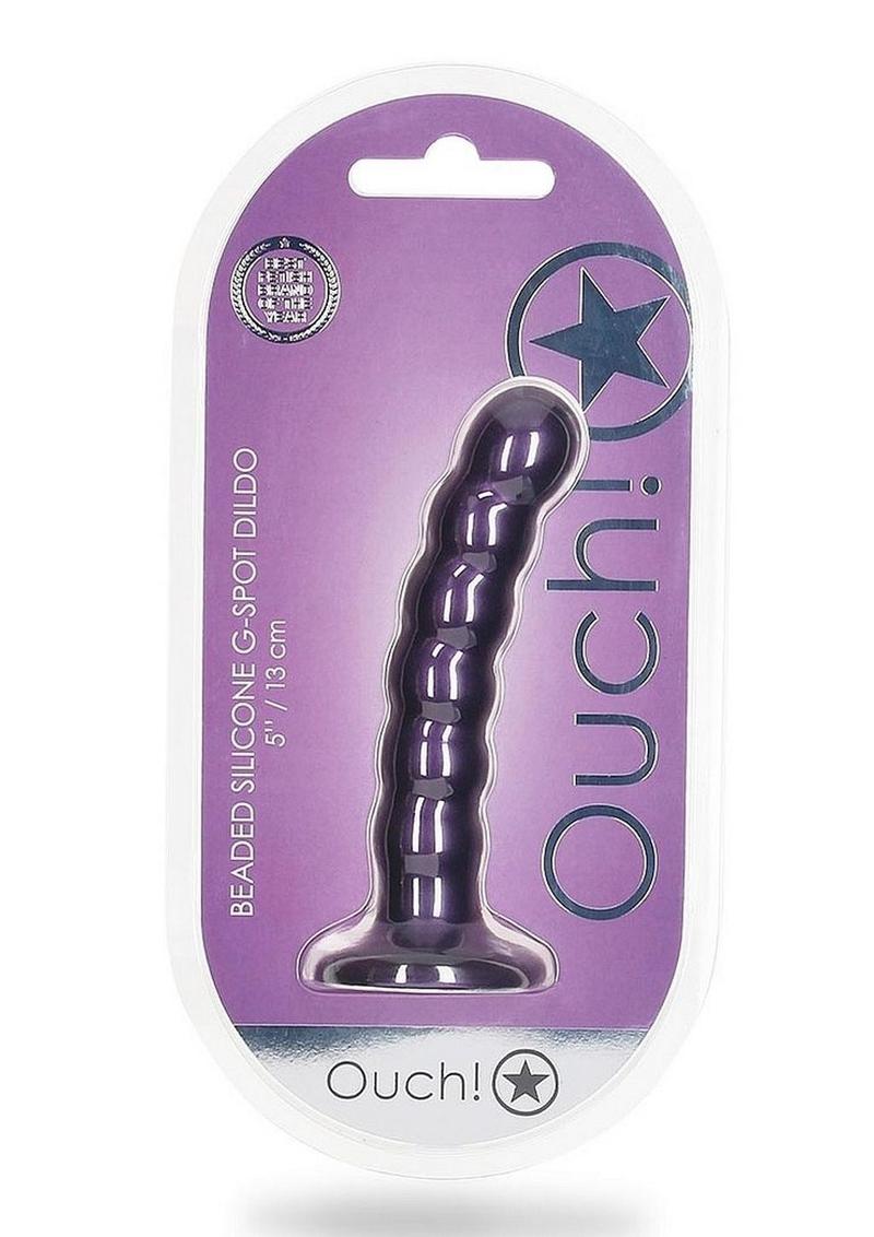 Ouch! Beaded Silicone G-Spot Dildo Curved For Precision Pleasure