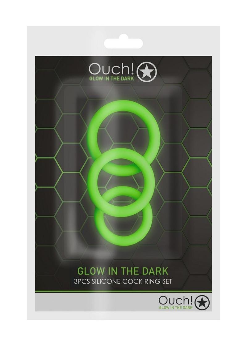 Ouch! Glow in the Dark 2 Piece Silicone Cock Ring