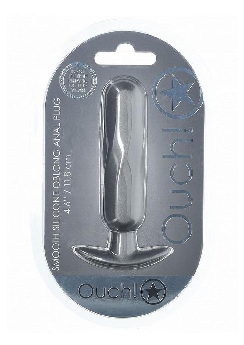 Ouch! Smooth Silicone Oblong Anal Plug Gunmetal