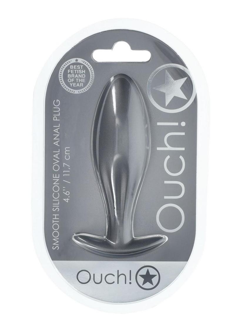 Ouch! Smooth Silicone Oval Anal Plug Gun Metal