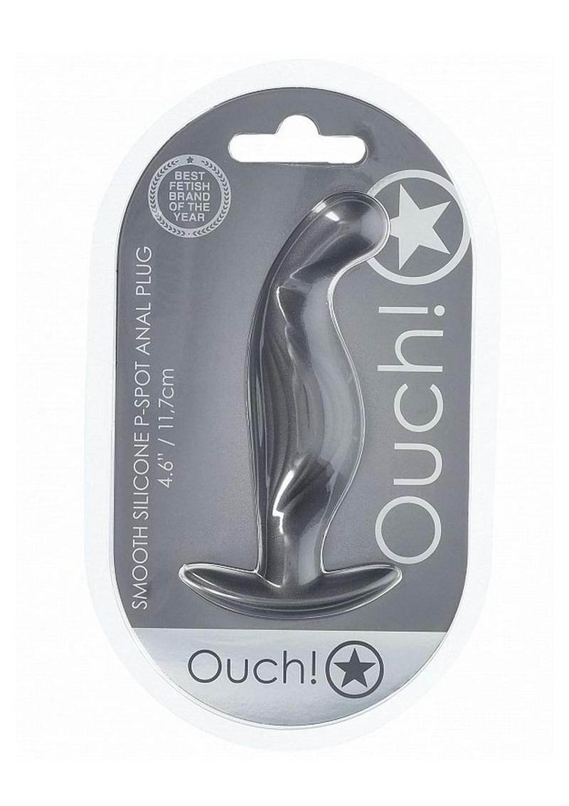 Ouch! Smooth Silicone P-Spot Gun Metal Anal Plug