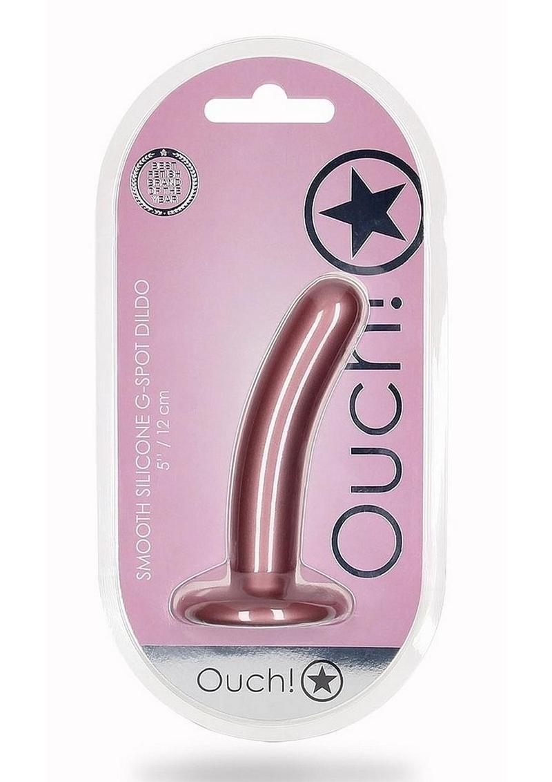 Ouch! Smooth Silicone G-Spot Dildo Metallic Rose Gold