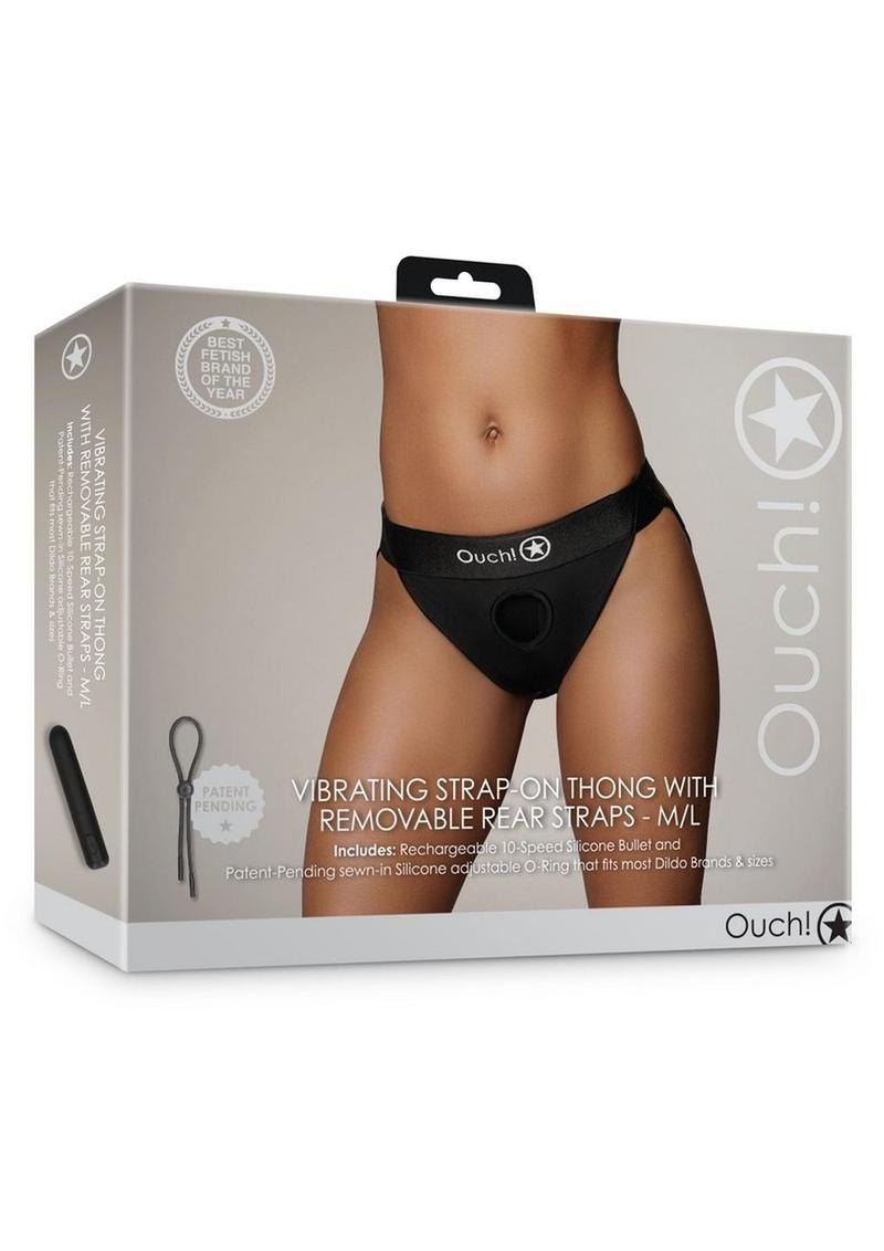 Ouch! Vibrating Strap-On Thong with Removable Rear Straps