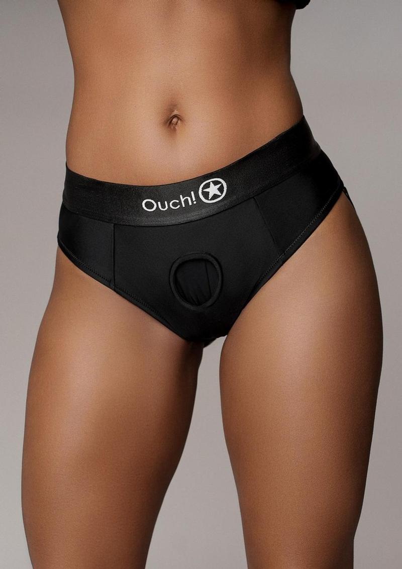 Ouch! Vibrating Strap-On Thong with Removable Rear Straps
