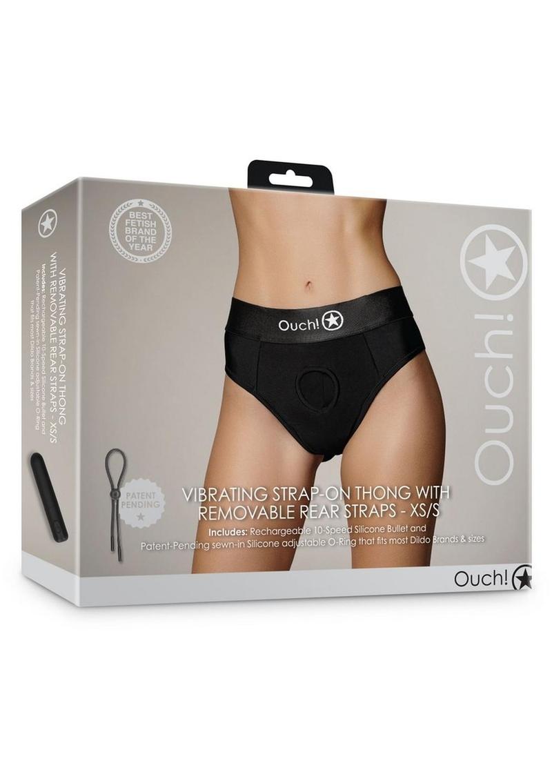 Ouch! Vibrating Strap-On Thong with Removable Rear Straps