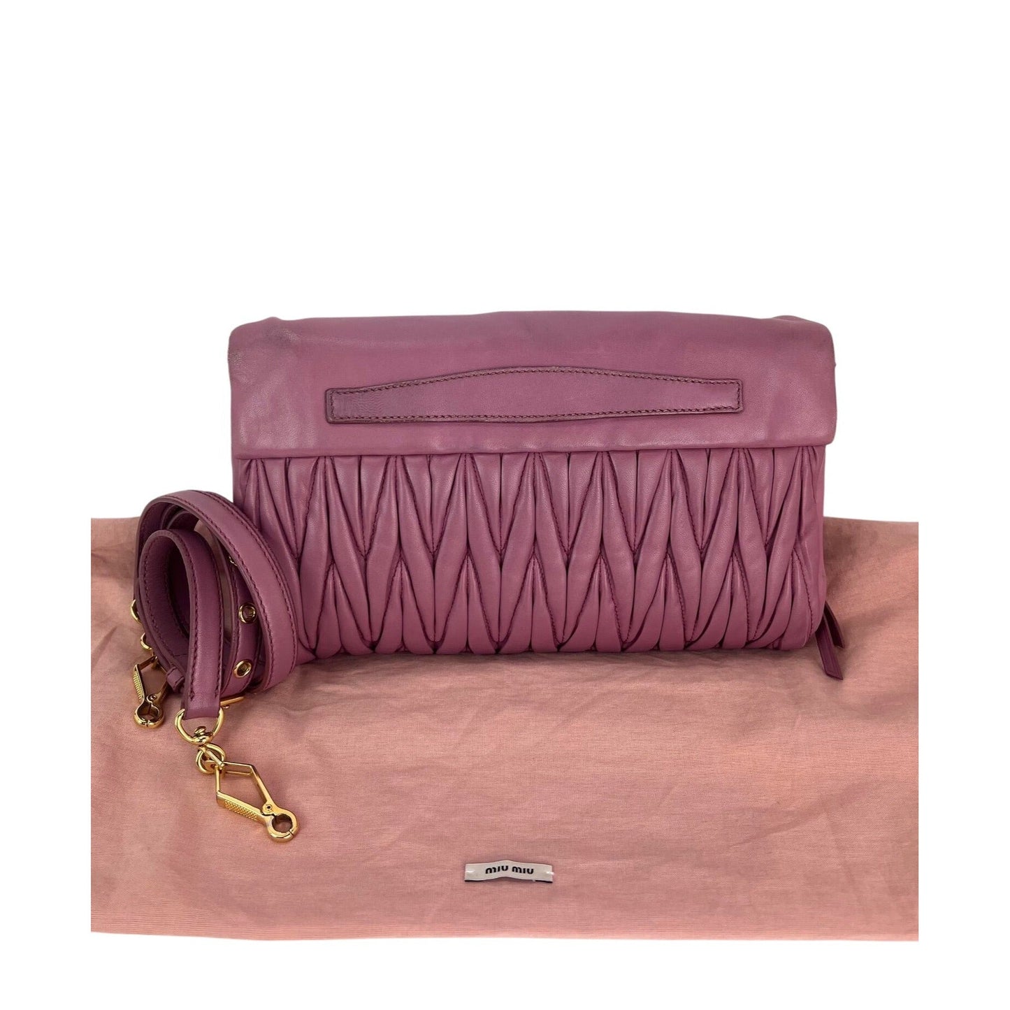Miu MIU Matelasse Pink Nappa Leather Shoulder Bag