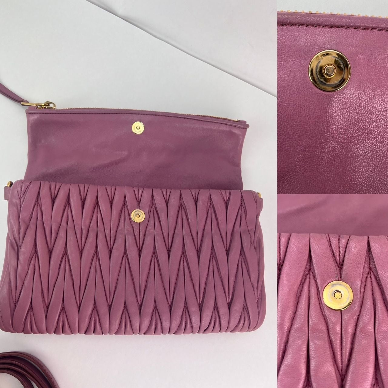 Miu MIU Matelasse Pink Nappa Leather Shoulder Bag