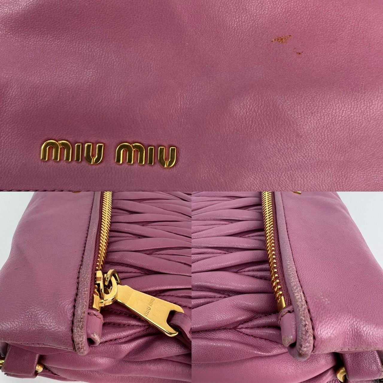 Miu MIU Matelasse Pink Nappa Leather Shoulder Bag