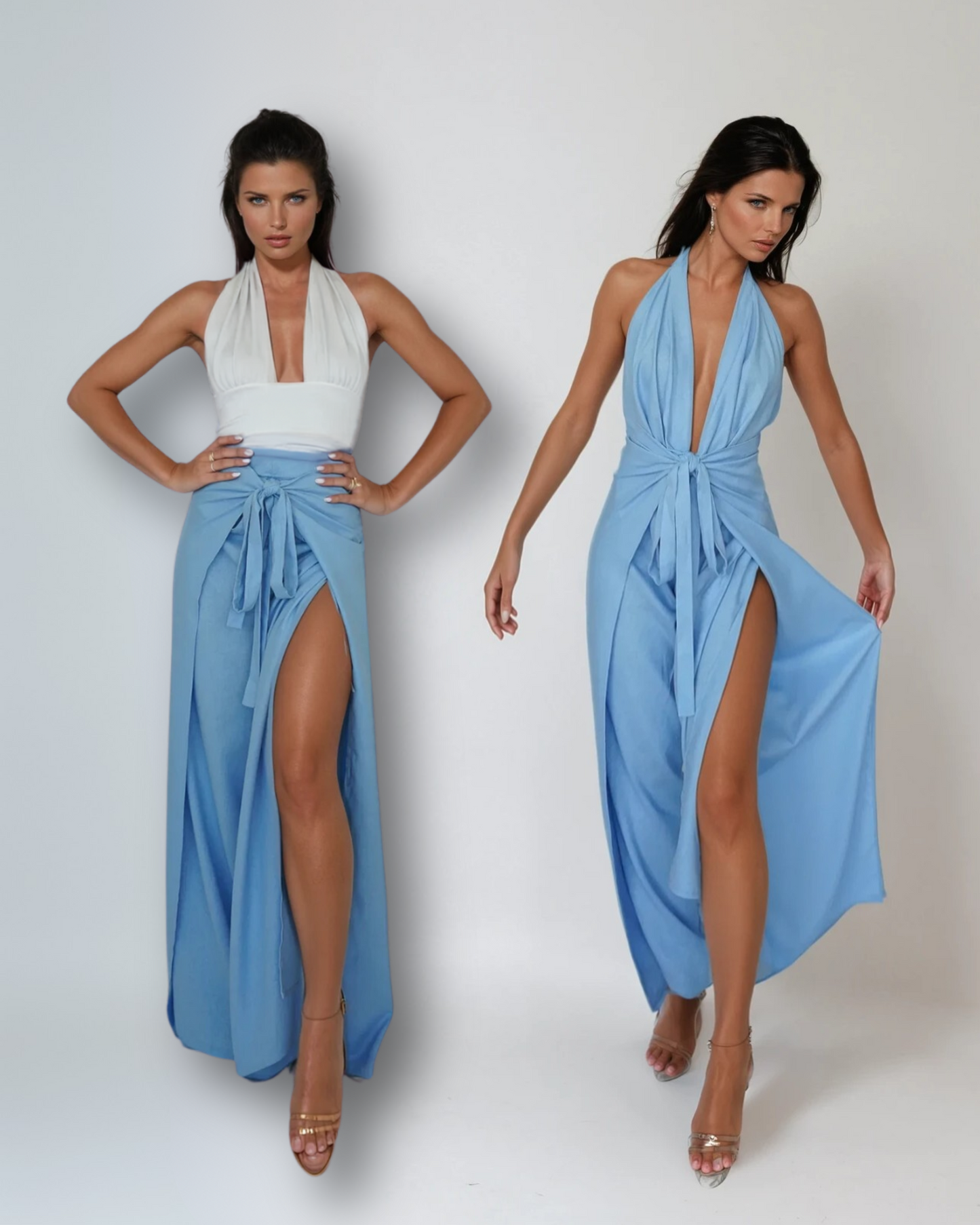 Pant to Jumpsuit - Blue Linen