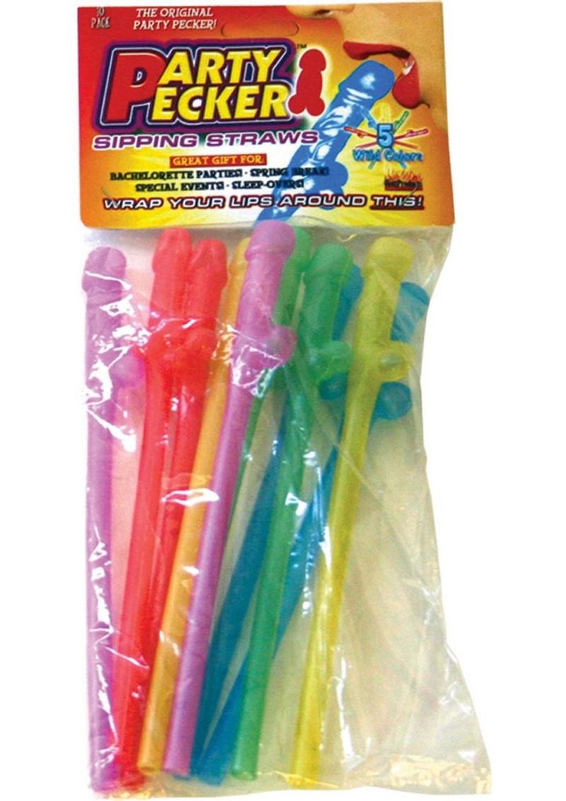 Party Pecker Sipping Straws Assorted Colors