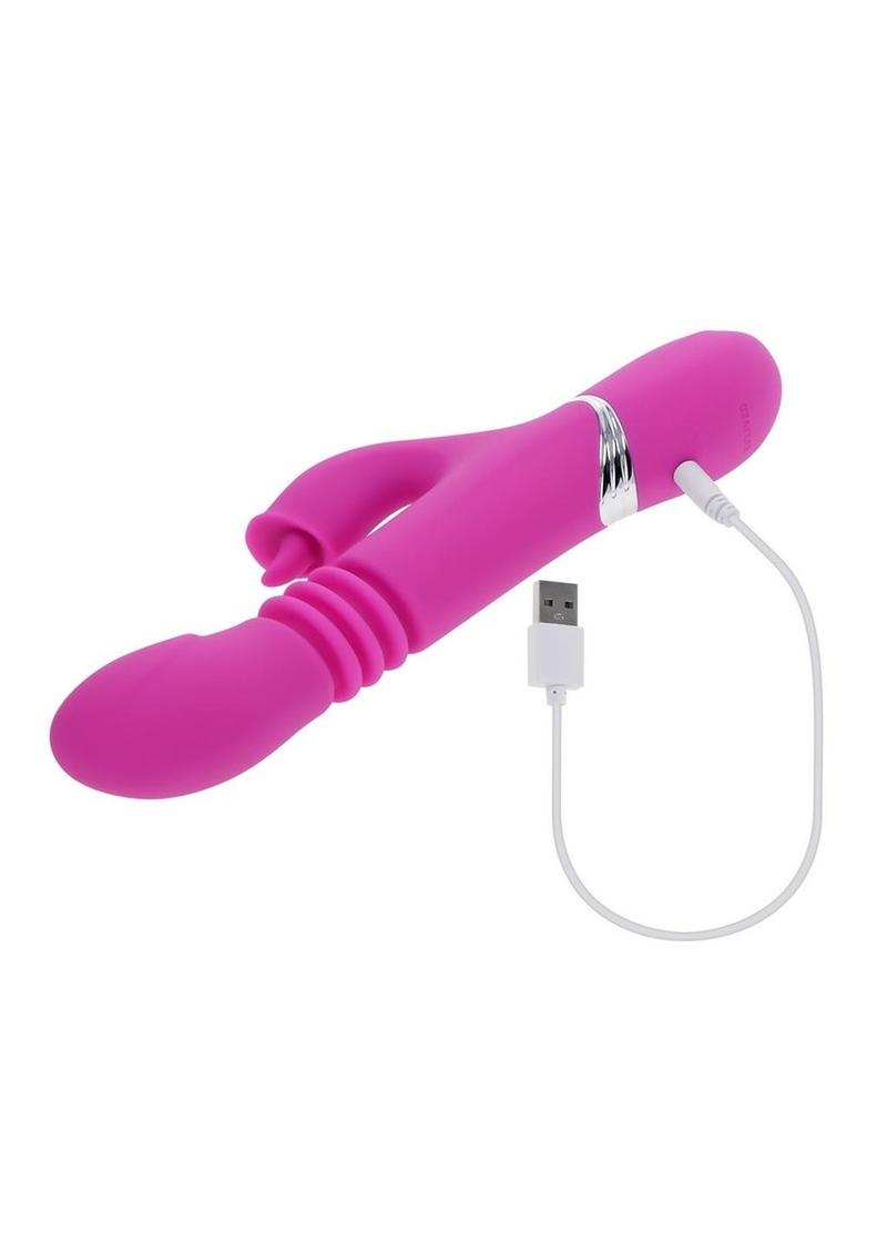 Evolved Pink Dragon Thrusting and Twirling Rechargeable Silicone Vibrator