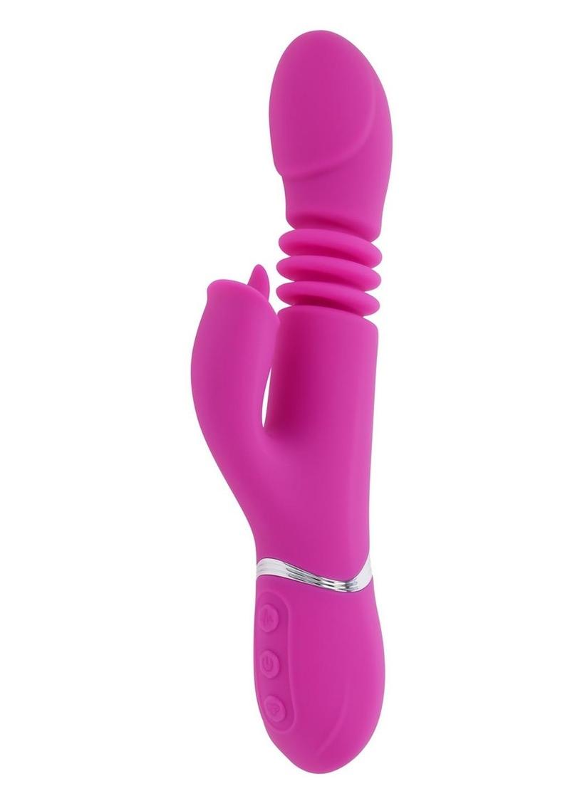 Evolved Pink Dragon Thrusting and Twirling Rechargeable Silicone Vibrator